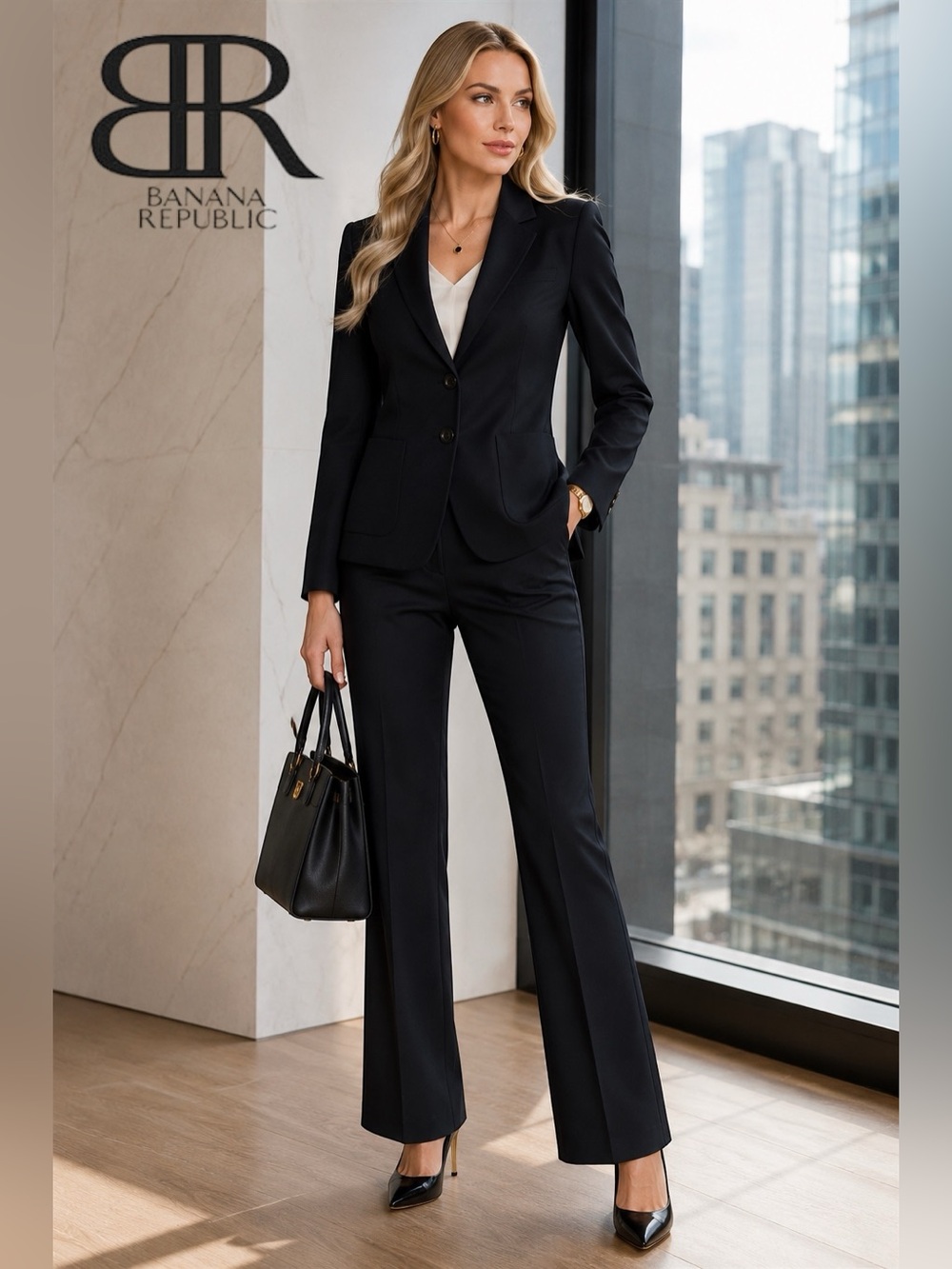 🛍️SALE🛍️ Banana Republic Two-Piece Women's Tailored Trouser Suit Pants | Black